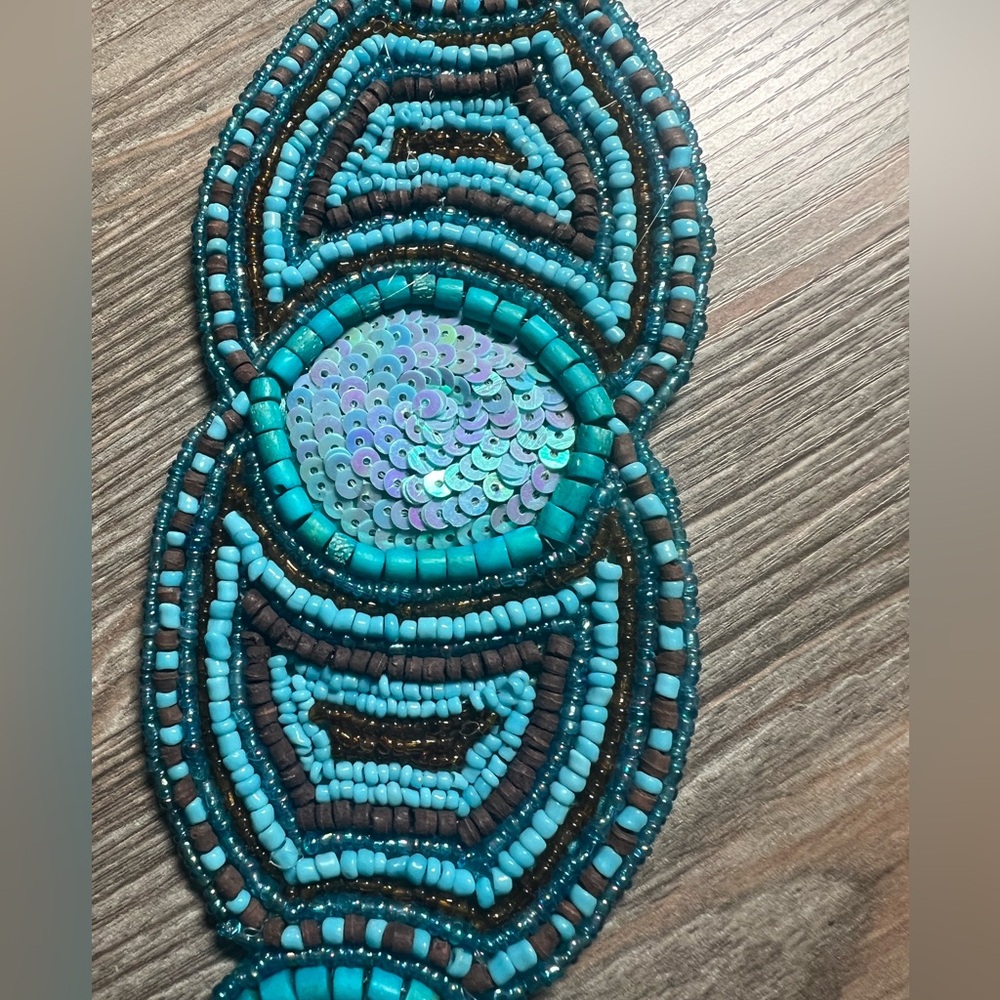 Clementina Beaded Turquoise Waist or Hip Tie Belt - New in Package Anthro-Style - Picture 6 of 8